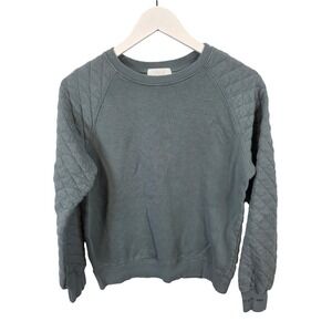 Zara Kids Quilted Sleeve Sweatshirt Crewneck Gray Blue Pullover Size 11/12 /B101